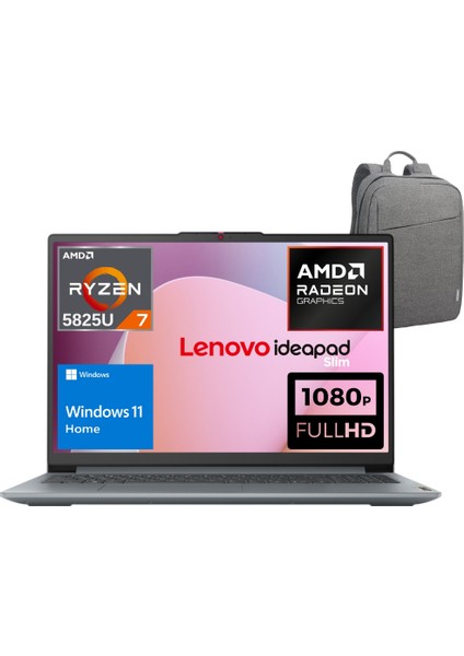 Ideapad Slim 3 Amd Ryzen 7 5825U 8gb 512GB SSD 15.6" Fhd Windows 11 Home Taşınabilir Bilgisayar 82XM00U8TX - Lenovo Çanta Wz5