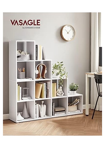 Kitaplık, Merdivenler, 10 Küp Gözü, Ahşap Sergi Rafı, Bağımsız Raf, Oda Bölücü, Beyaz LBC10WTV1 modelleri