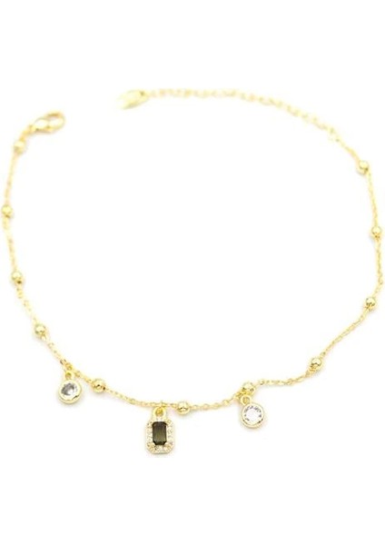 Renkli Taşlı Halhal - Siyah