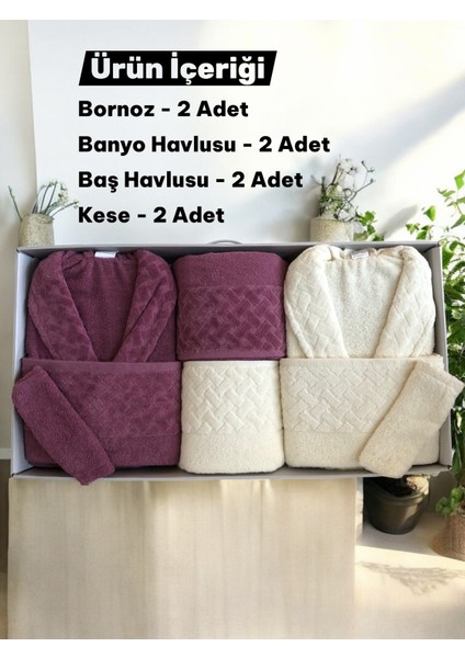 8 Parça Hasır Aile Bornoz Seti - Çeyiz Seti - %100 Pamuk - Orijinal Lüks Kutu modelleri