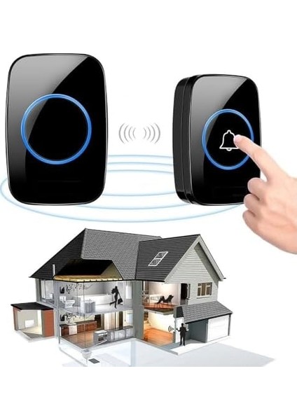 Kablosuz Kapı Zili Ledli Uzaktan Kumandalı Işıklı Kapı Zili Yüksek Sesli 300MT Uzun Mesafeli - 1 Buton + 1 Zil modelleri