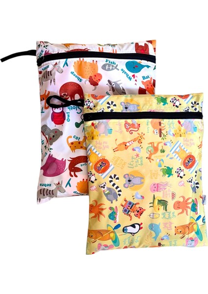 Yorni 2 Adet, 37 x 30 Cm, Summer ve Zoo Desen, Sıvı Geçirmeyen Çok Amaçlı Çanta, Ekonomik Set, Yıkanabilir fiyatları