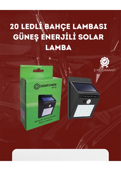 Su Geçirmez 20 LED Solar Aydınlatma | Dış Mekan Için Pır Hareket Sensörü ile - CHT7239-5350