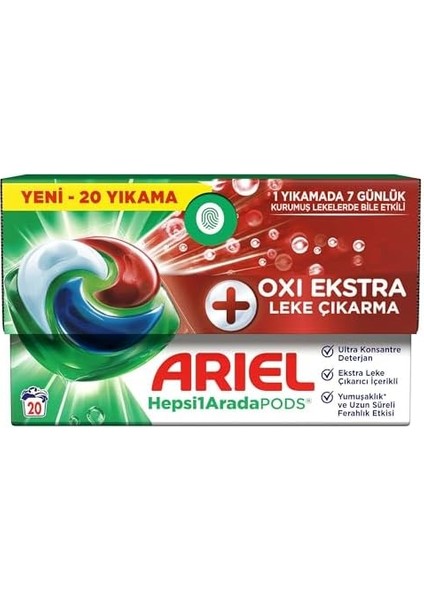 Ariel Pods Kapsül Çamaşır Deterjanı Oxi 20'lu fiyatları