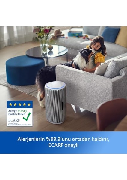 3200 Serisi Hava Temizleyici, 135 M2'ye Kadar Etkili, 520 M3/sa Temiz Hava Hızı (Cadr), Air+ Uygulaması ile Uzaktan Kontrol, AC3220/10 modelleri