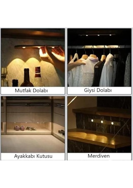 40CM Harekete Duyarlı LED Insan Vücudu Sensörlü USB Sarj Taşınabilir Kablosuz Mutfak Elbise Dolabı Merdiven LED Cabinet Gece Lambası (1 Adet 40CM) indirimleri