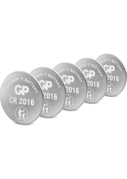 Gp Batteries CR2016 2016 Boy Lityum Düğme Pil, 3 Volt, 5'li Kart