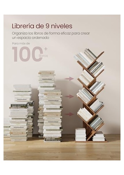 Ağaç Kitap Rafı, 8 Katlı Ayaklı Kitaplık, Oturma Odası, Ev Ofis Için Ahşap Raflı, LBC11BX fiyatları