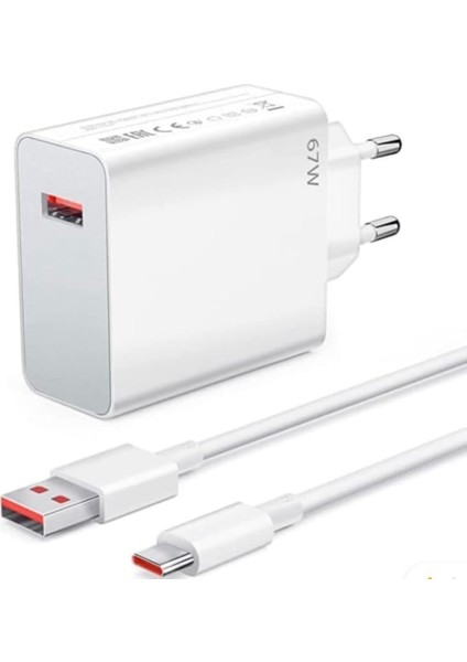 67W Turbo Hızlı Şarj Cihazı & Type-C Kablo Seti, Uyumlu Duvar Tipi Adaptör