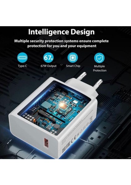 67W Turbo Hızlı Şarj Cihazı & Type-C Kablo Seti, Uyumlu Duvar Tipi Adaptör fiyatları