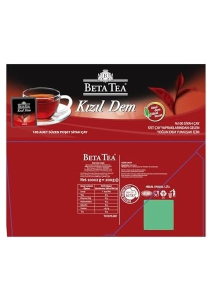 Beta Kızıl Dem Poşet Çay 100X2 gr