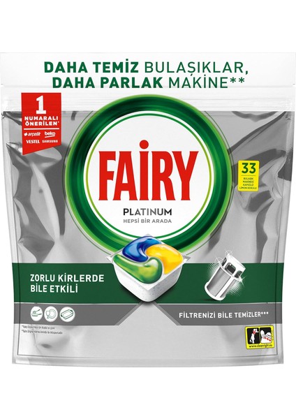 Fairy Platinum Bulaşık Makinesi Deterjanı Kapsülü 33 Yıkama Limon Kokulu
