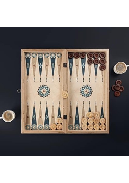 Etnik Tasarımlı El Yapımı Modern Ahşap Tavla Seti Ürün Boyutları 25 x 48 x 6,5 cm fiyatları