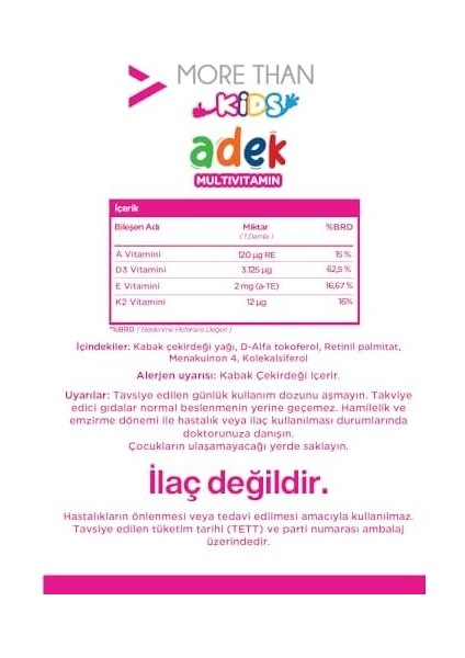 More Than Adek Kids Multivitamin Damla 30 ml