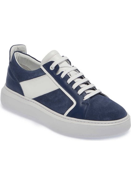 Lacivert Hakiki Süet Deri Erkek Sneaker - E24I1AY56817-D44