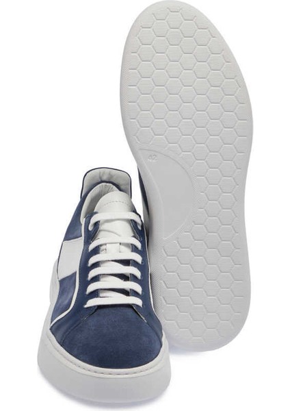 Lacivert Hakiki Süet Deri Erkek Sneaker - E24I1AY56817-D44