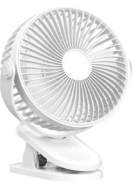 Şarjlı Fan Klipsli 360 Derece Dönebilen Soğutucu Klima Mandallı Beyaz