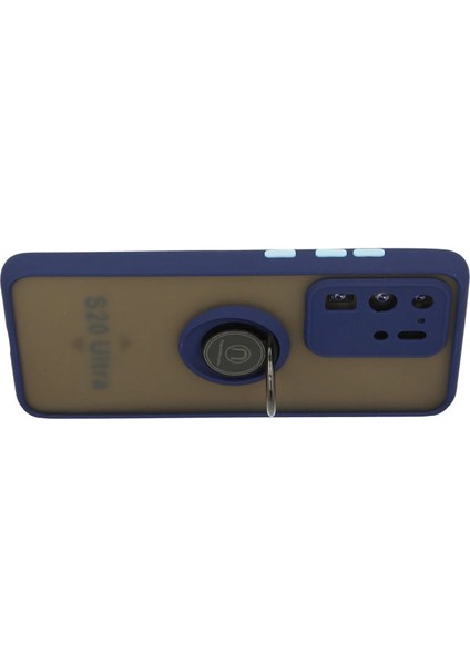 Samsung Galaxy S20 Ultra Kılıf Montreal Yüzüklü Silikon Kapak - Lacivert modelleri