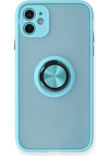 Iphone 11 Kılıf Montreal Yüzüklü Silikon Kapak - Buz Mavi