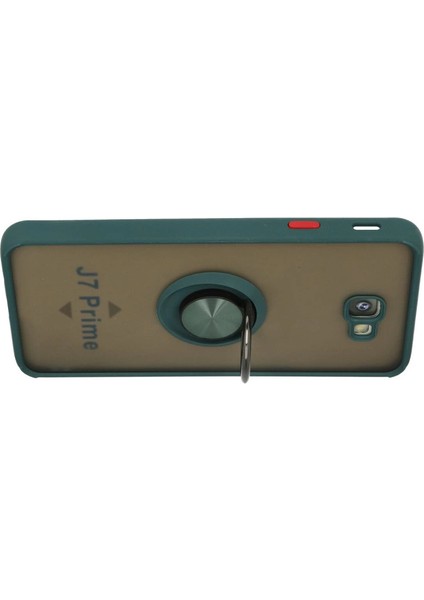 Samsung Galaxy J7 Prime Kılıf Montreal Yüzüklü Silikon Kapak - Yeşil modelleri