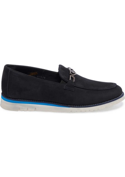 Lacivert Hakiki Nubuk Deri Erkek Loafer - E24I1AY56783-C39