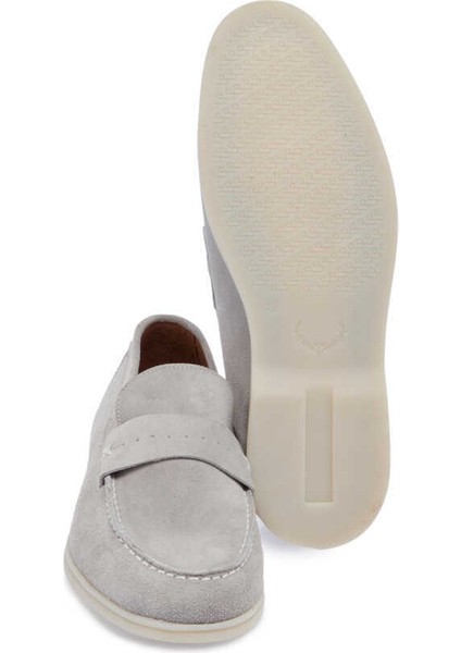 Gri Hakiki Süet Deri Erkek Loafer - E24I1AY56788-K56