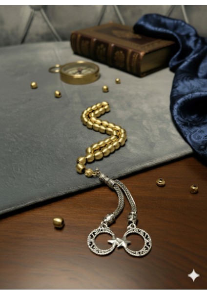 Pirinç Tespih Minimalist Tasarım ( Türk Bayrak Püsküllü )