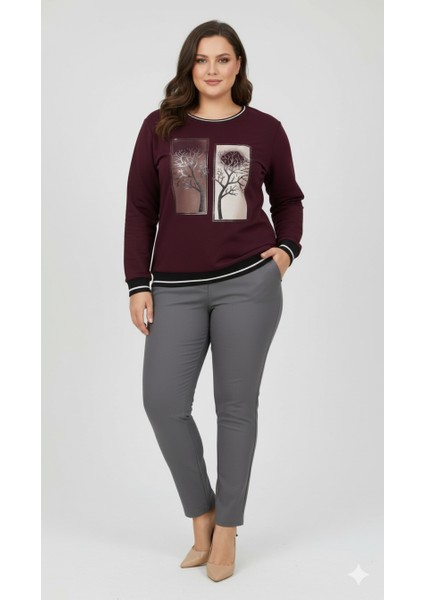 Büyük Beden Yüksek Bel Likralı Toparlayıcı Ince Gösteren Boru Paça Çelik Dokuma Pantolon