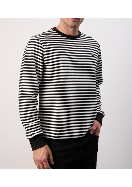 Bisiklet Yakauzun Kol Regular Fit Çizgili Siyah Arma fırsatları