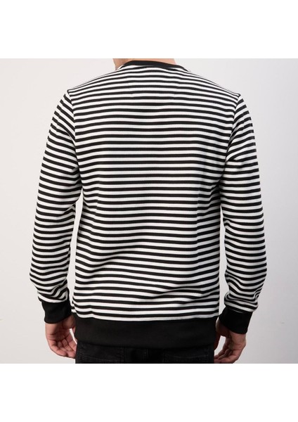 Bisiklet Yakauzun Kol Regular Fit Çizgili Siyah Arma indirimleri