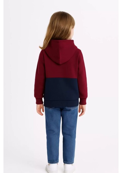 Kız Çocuk Kapüşonlu Kanguru Çepli Parçalı Sweatshirt - Renkli fiyatları