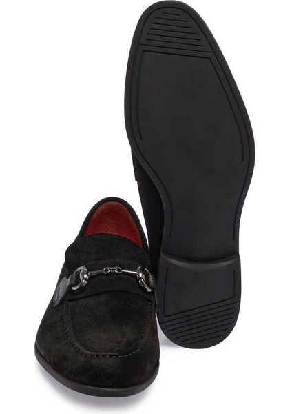 Siyah Hakiki Süet Deri Erkek Loafer - E24I1AY56787-A01