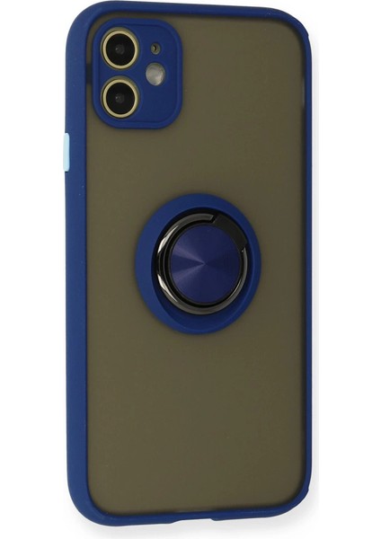 Iphone 11 Kılıf Montreal Yüzüklü Silikon Kapak - Lacivert fiyatları