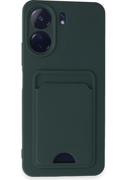 Xiaomi Redmi 13C Kılıf Kelvin Kartvizitli Silikon - Koyu Yeşil