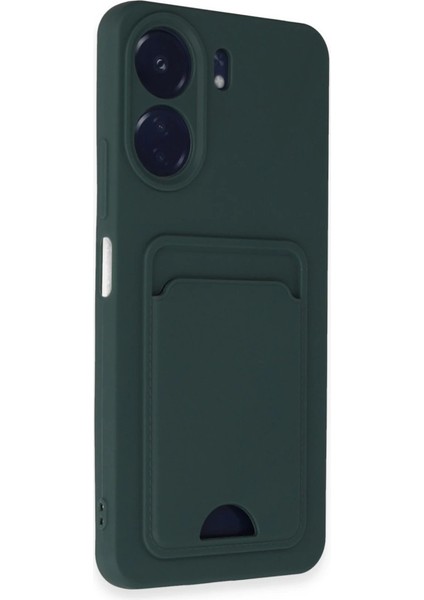 Xiaomi Redmi 13C Kılıf Kelvin Kartvizitli Silikon - Koyu Yeşil fiyatları