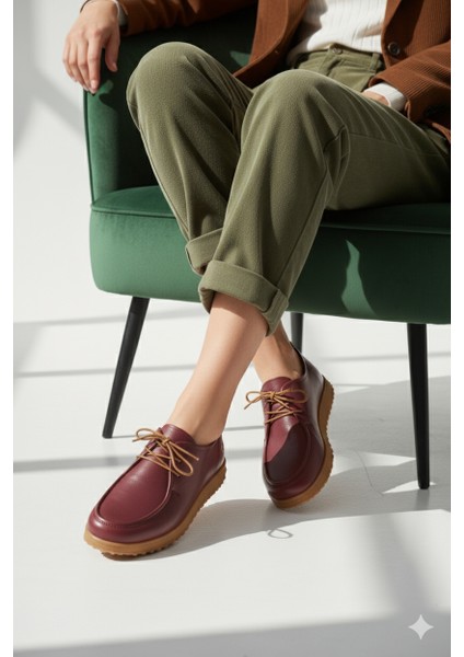 Kadın Hakiki Deri Ortopedik Lastik Bağcıklı Yumuşak Mevsinlik Günlük Ayakkabı BD25/MA2610