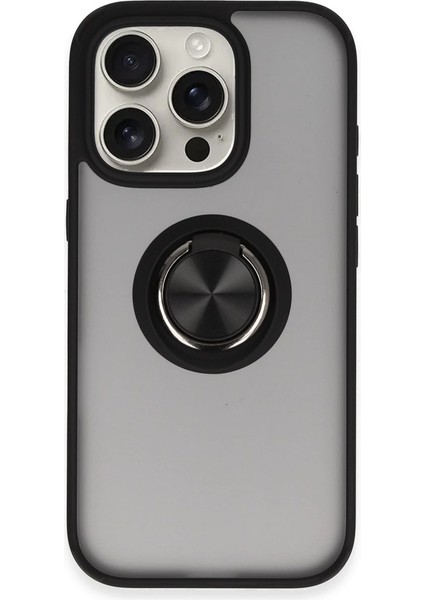 Iphone 16 Pro Kılıf Montreal Yüzüklü Silikon Kapak - Siyah