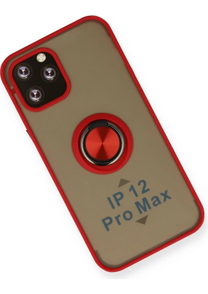 Iphone 12 Pro Max Kılıf Montreal Yüzüklü Silikon Kapak - Kırmızı modelleri