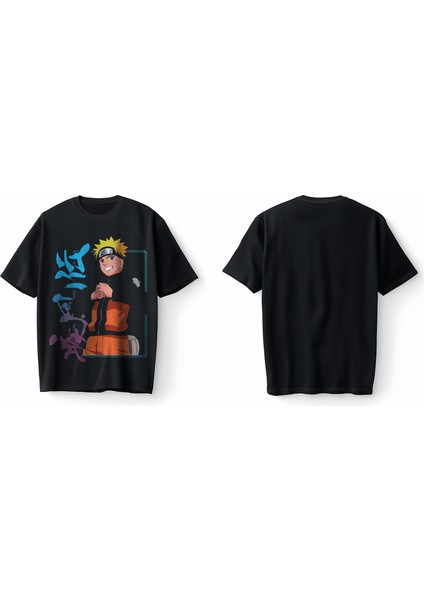 Naruto Kakashi Anime Japanese Japan Ninja Stil Korea Dizi Oversize Unisex Tişört T-Shirt modelleri