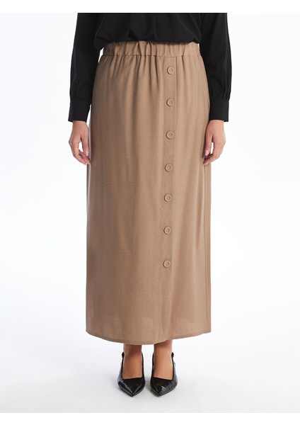Yeni Sezon Beli Lastikli Keten Görünümlü Kadın Etek modelleri