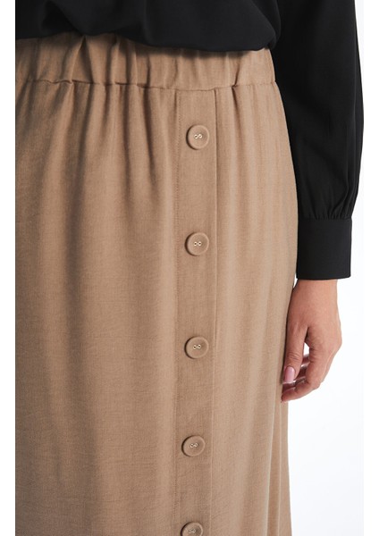 Yeni Sezon Beli Lastikli Keten Görünümlü Kadın Etek indirimleri