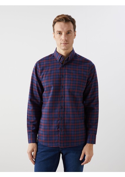 Yeni Sezon Regular Fit Uzun Kollu Ekose Gabardin Erkek Gömlek