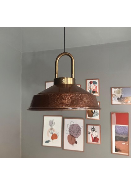 Bakır Asaletli Tekli Avize Ahşap Başlık Retro Sarkıt Lamba Restoran Salon Aydınlatma modelleri
