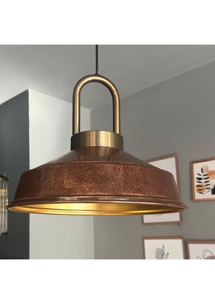 Bakır Asaletli Tekli Avize Ahşap Başlık Retro Sarkıt Lamba Restoran Salon Aydınlatma indirimleri