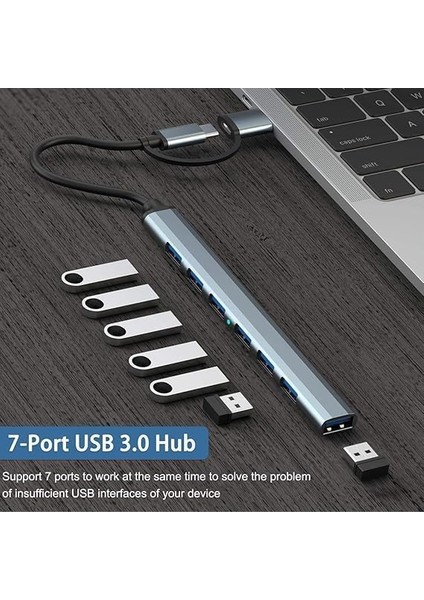 Çok Fonksiyonlu Pd USB Type C Çoğaltıcı Hub Çeşitleri Her Ihtiyacı Giderecek Çeşit Mevcuttur (Usb ve Type C Pd, USB Çoklayıcı 7 Li Hub-10) fiyatları