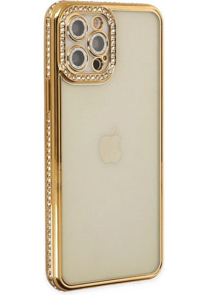 Iphone 12 Pro Kılıf Joke Taşlı Silikon - Gold