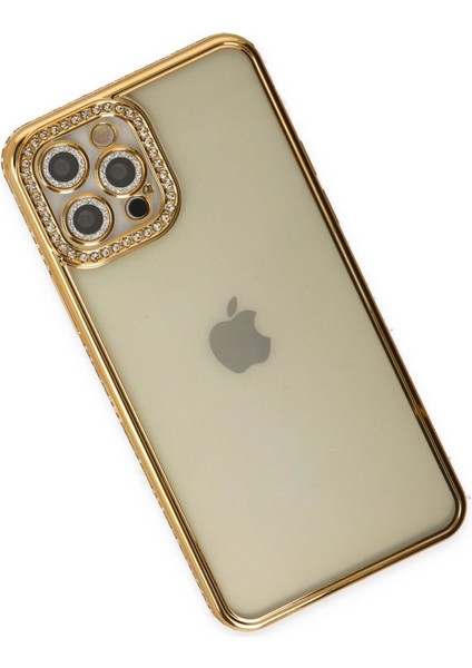 Iphone 12 Pro Kılıf Joke Taşlı Silikon - Gold modelleri