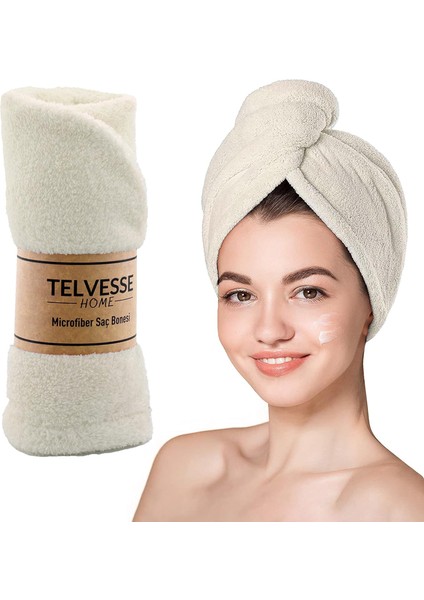 Saç Havlusu Plaj Deniz Havuz Saç Kurutma Baş Havlusu Krem