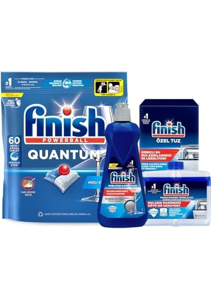 Finish Quantum 60 Kapsül Bulaşık Makinesi Deterjanı Tableti + Temizlik ve Bakım Seti
