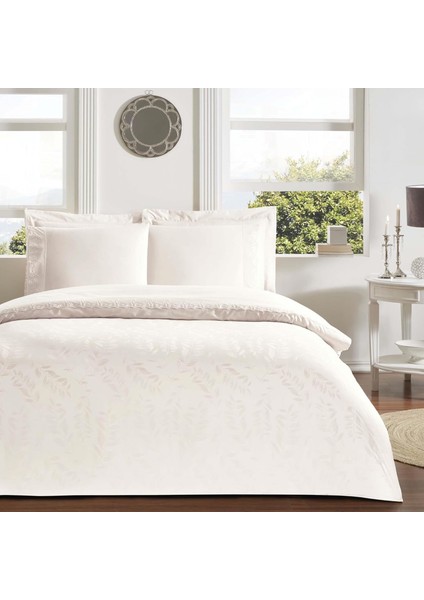 Clarette DESENLI%100 Pamuk Nevresim Takımı, Ekru, Çift Kişilik